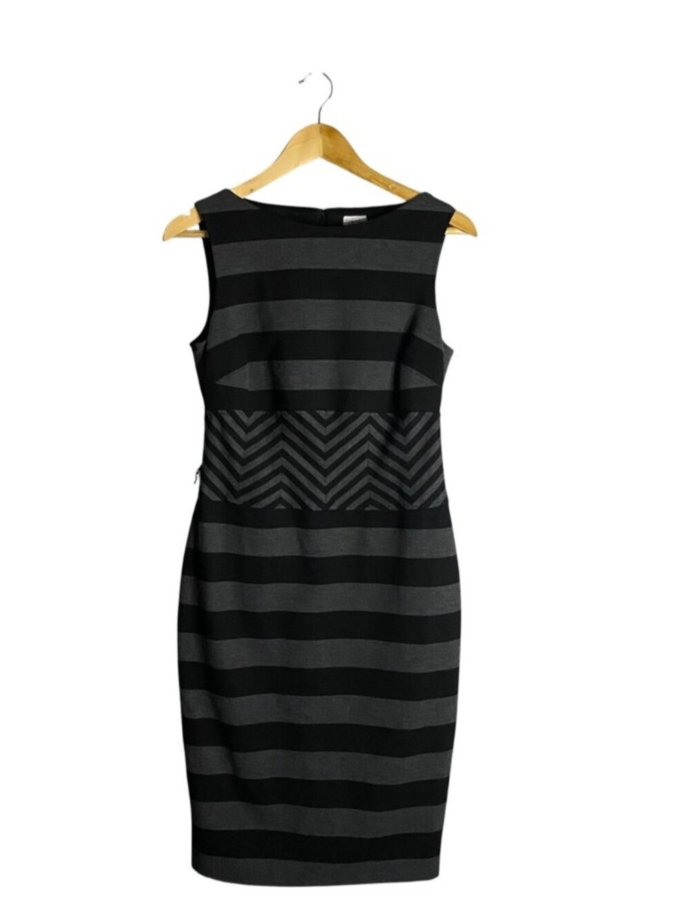 Cache Women's Charcoal Striped Midi Evening Sheath Dress
